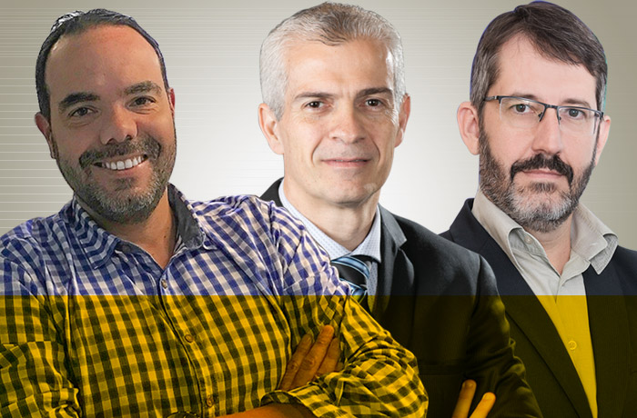 Carlo Saavedra, Celso Tonet e Marcos Calliari
