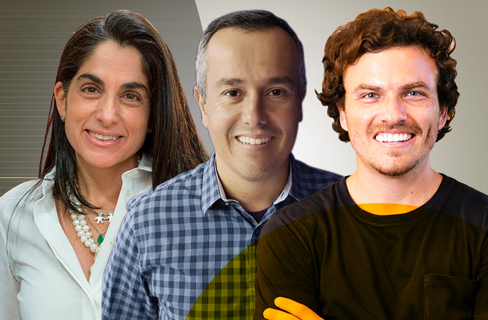 Fabiana Schaeffer, cofundadora da Netza e Circle Aceleradora de Martechs, André Fonseca, CEO e cofundador da Bornlogic, e Gian Martinez, cofundador e CEO da Winnin